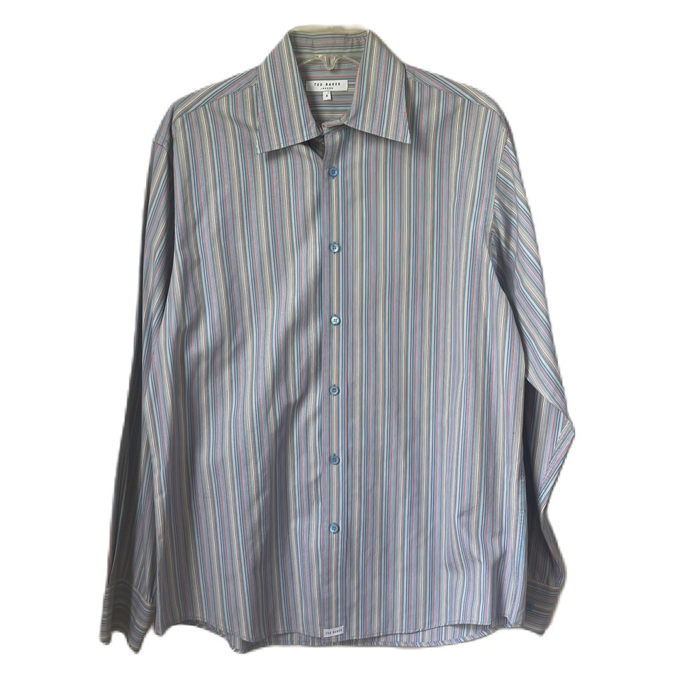 Ted Baker London colorful stripe button up shirt size 4/L long sleeve business